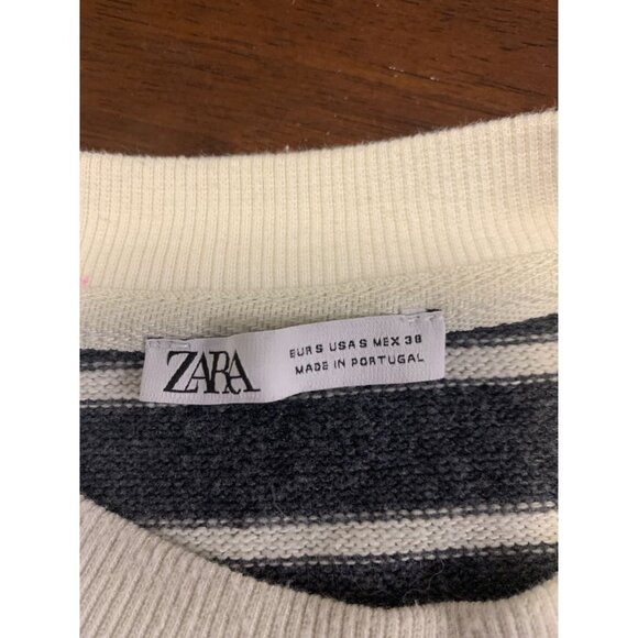 Zara Striped Cotton Crew Neck Nautical Sweater Size S - Picture 4 of 8
